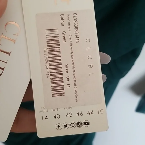 Club L London SWEET DREAMS GREEN MATERNITY ASYMMETRIC RUCHED MIDI DRESS NWT - Picture 5 of 7